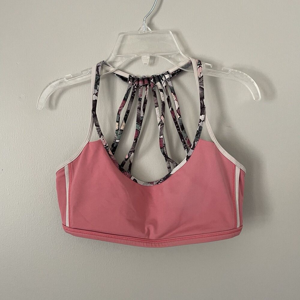 Lululemon Size 8 Pink Strappy Back Workout Sports Bra Athletic